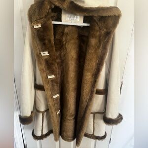 Vintage Faux Fur Penny Lane Coat Fabulous Furs Donna Salyers Boho Chic Retro XS